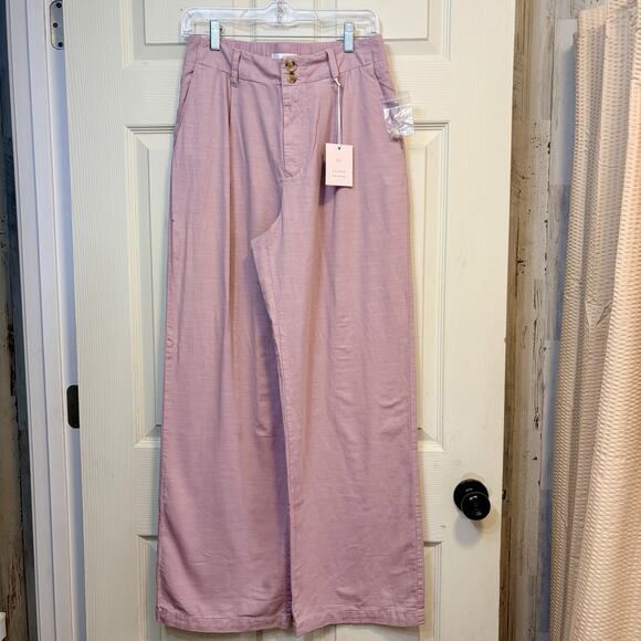 LC Lauren Conrad Pants - LC Lauren Conrad Womens Pink High Rise Wide Leg Pants Size 8 NWT Casual Work